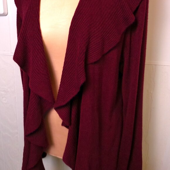 Cardigan Sweater XXL Karen Scott burgundy knit long sleeve top open front - Picture 4 of 6
